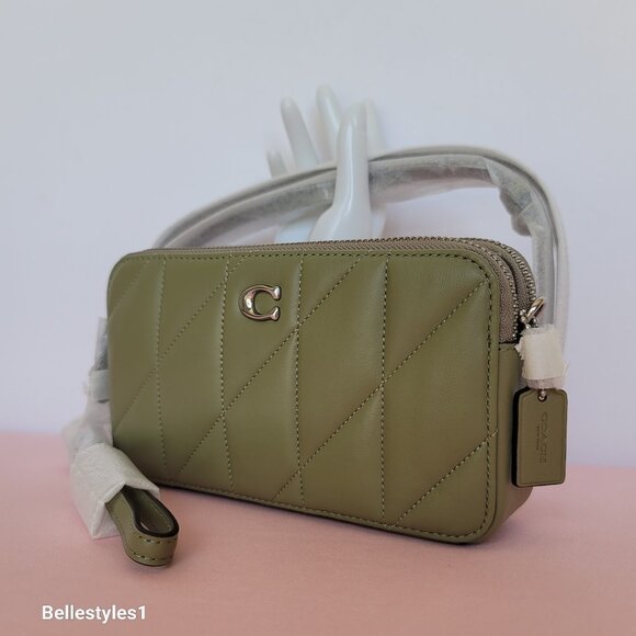 COACH Kira With Quilted Nappa Smooth Leather Crossbody Bag- Moss color ⭐ - Picture 4 of 16